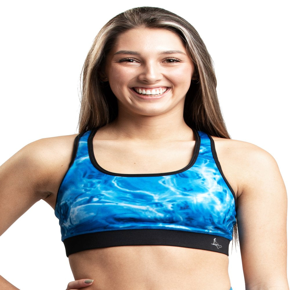 Aqua Design Sports Bras for Women: Workout Racerback Sport Bra Womens Top: Pink Water Size Small