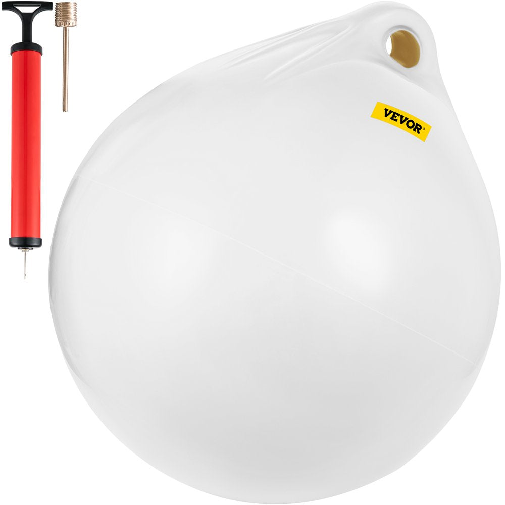 VEVOR Boat Buoy Ball, 27In Diameter Inflatable Heavy-Duty Marine-Grade Vinyl Marker Buoy, round Boat Mooring Buoy, Anchoring, Rafting, Marking, Fishing, White