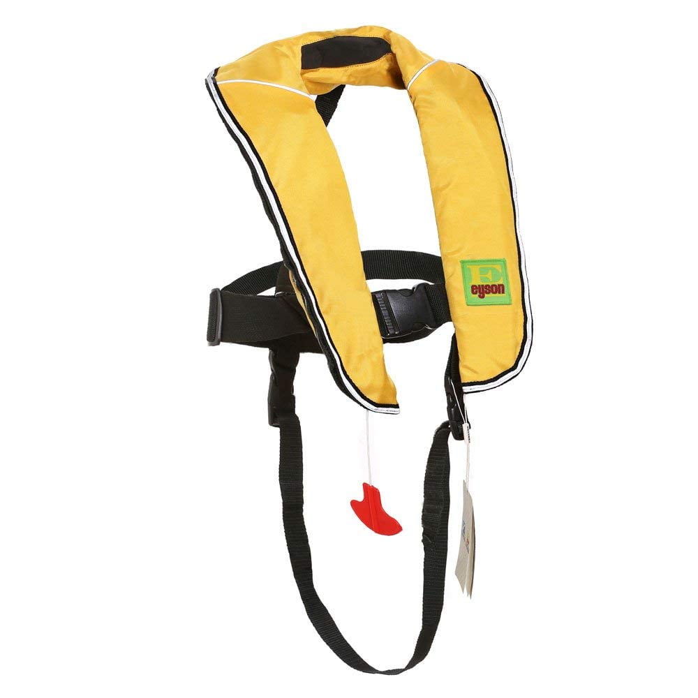 Premium Automatic/Manual Inflatable Life Jacket Lifejacket PFD Life Vest Inflate Survival Aid Lifesaving PFD for Children Youth Kids - Yellow Color