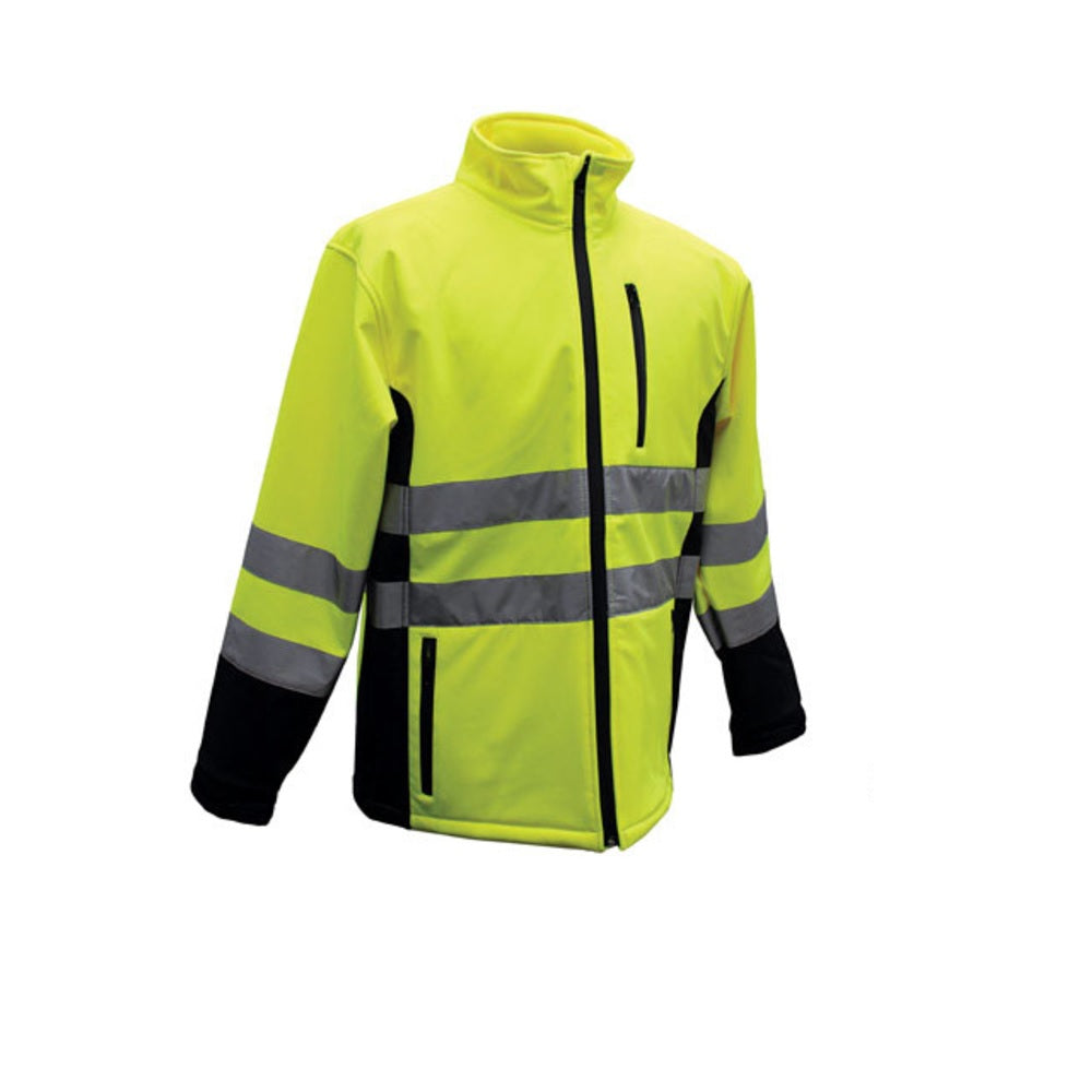 Boss 3SS7000L High Visibility Waterproof Softshell Rain Jacket, Yellow, Large