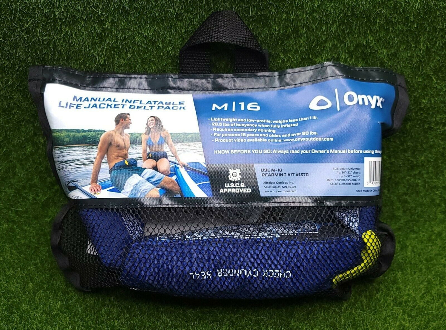 Onyx 3005.7348 Manual Adult Inflatable Belt Pack, Mossy Oak