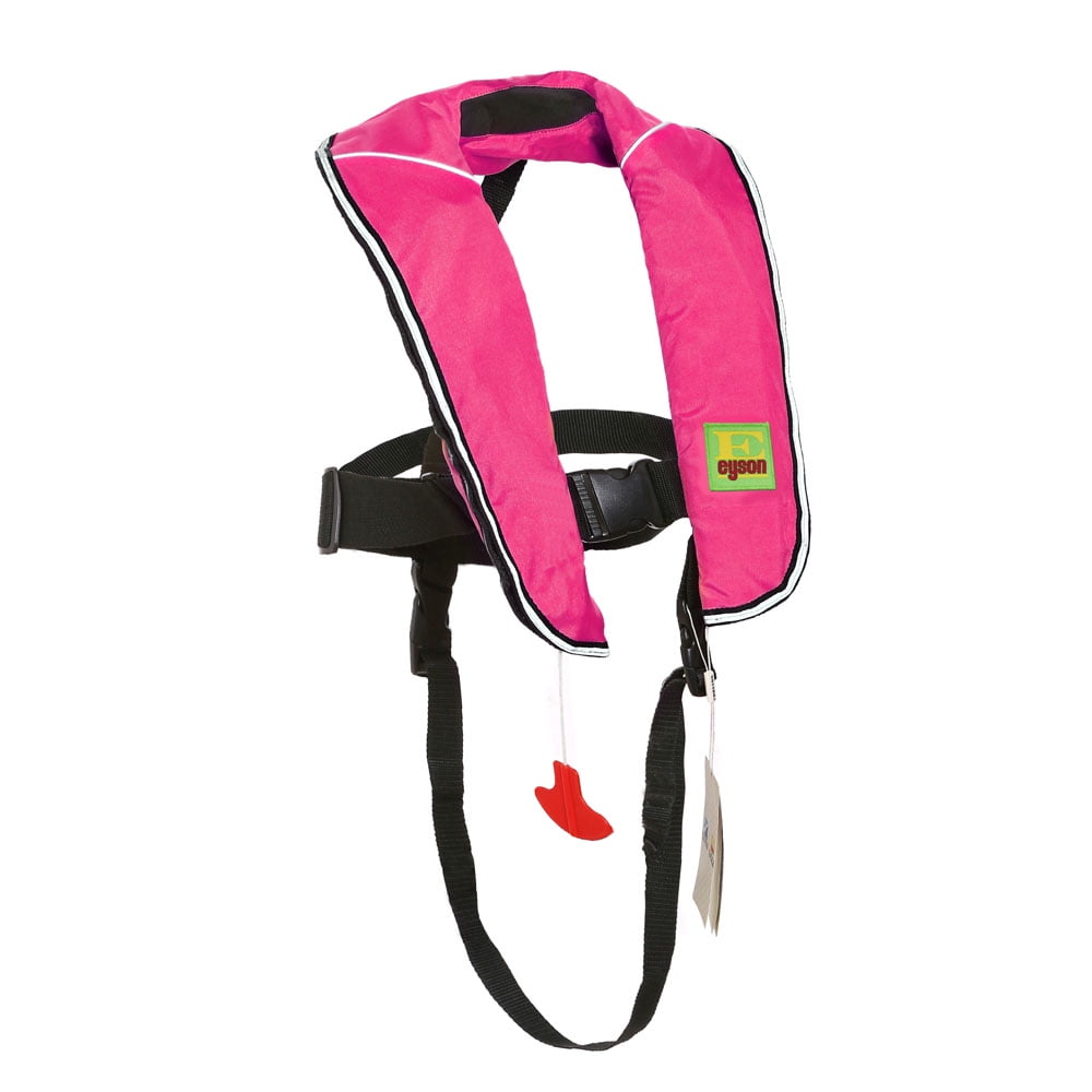 Premium Automatic/Manual Inflatable Life Jacket Lifejacket PFD Life Vest Inflate Survival Aid Lifesaving PFD for Children Youth Kids - Pink Color