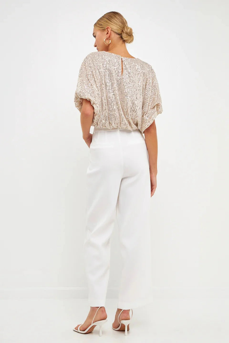 Sequins Cropped Puff Top