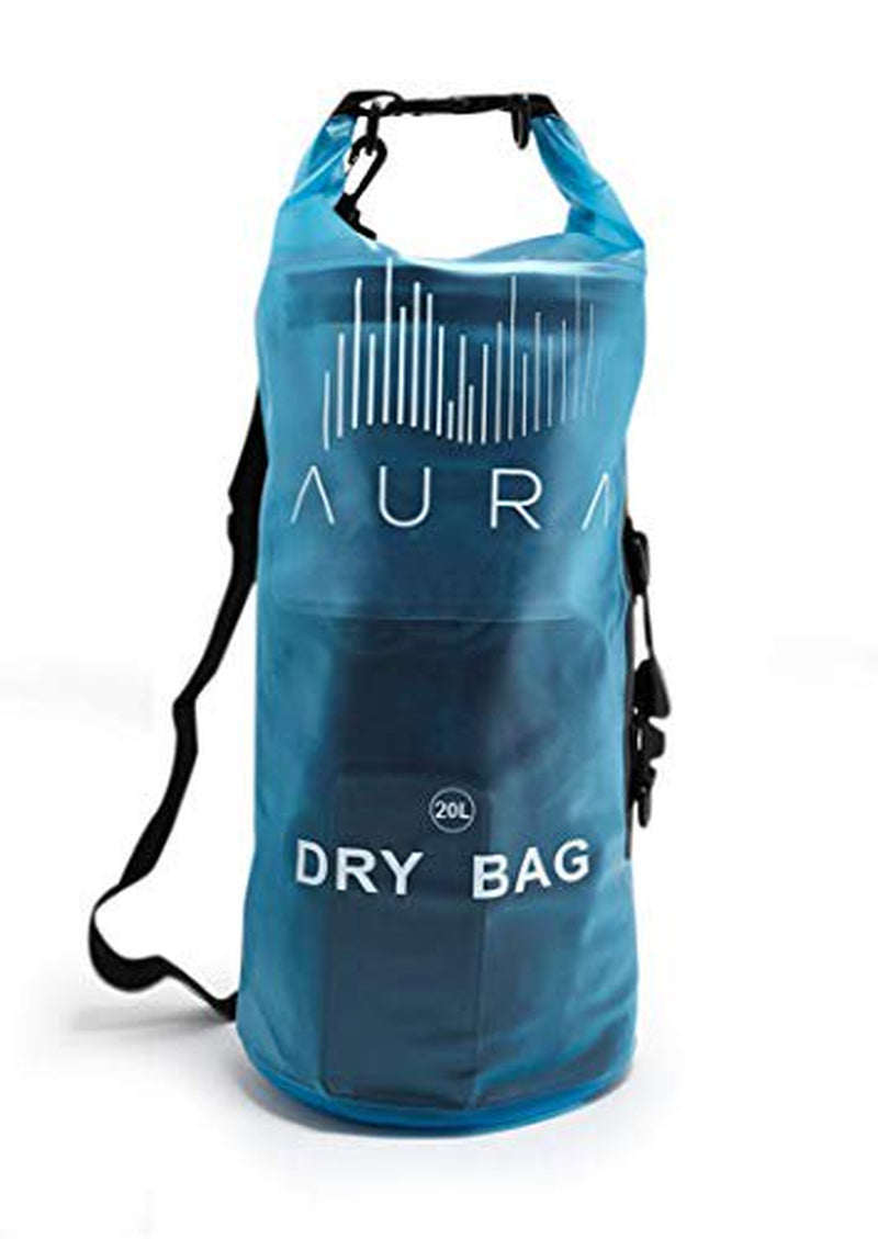 Aura Hydration Blue Waterproof Dry Bags - 10L Dry Bag Backpack with Zipper Compartment, Side Handle, Straps - Dry Sack for Kayaking, Boating, Swimming, Beach, Rafting, Snow (Blue, 10L)