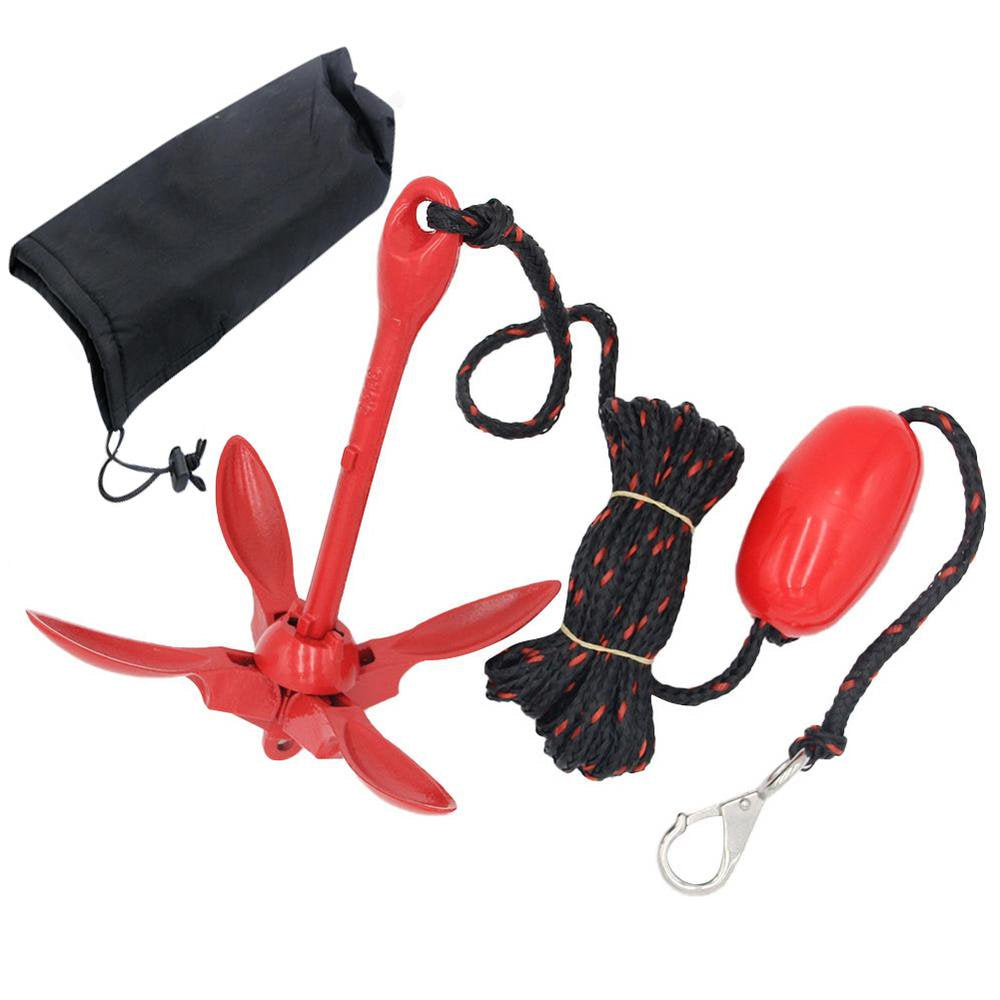 Folding Anchor Buoy Kit Portable Complete Grapnel Anchor System for Canoe Kayak Raft Boat Sailboat
