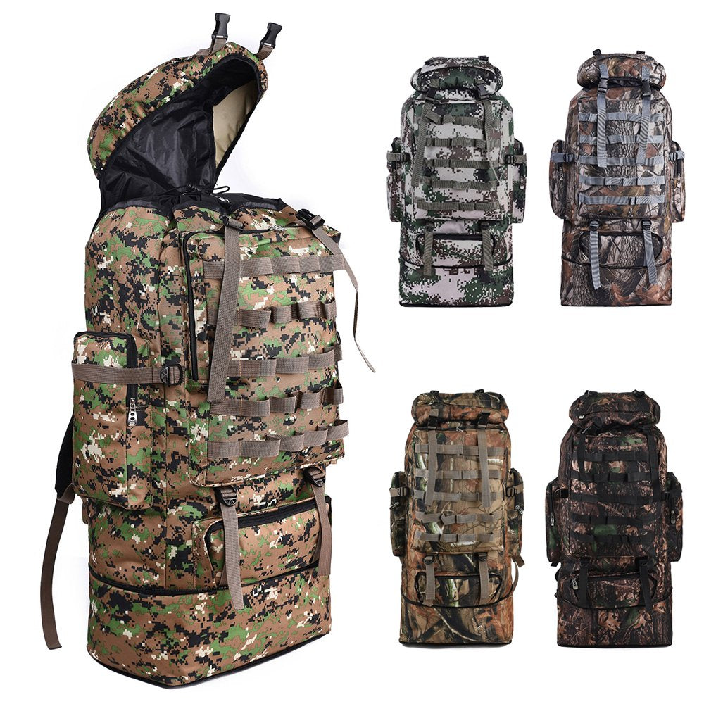 100L Waterproof Camping Hiking Backpack Travel Trekking Daypack Rucksack Tactical Men Women Sport Shoulder Bag Camo