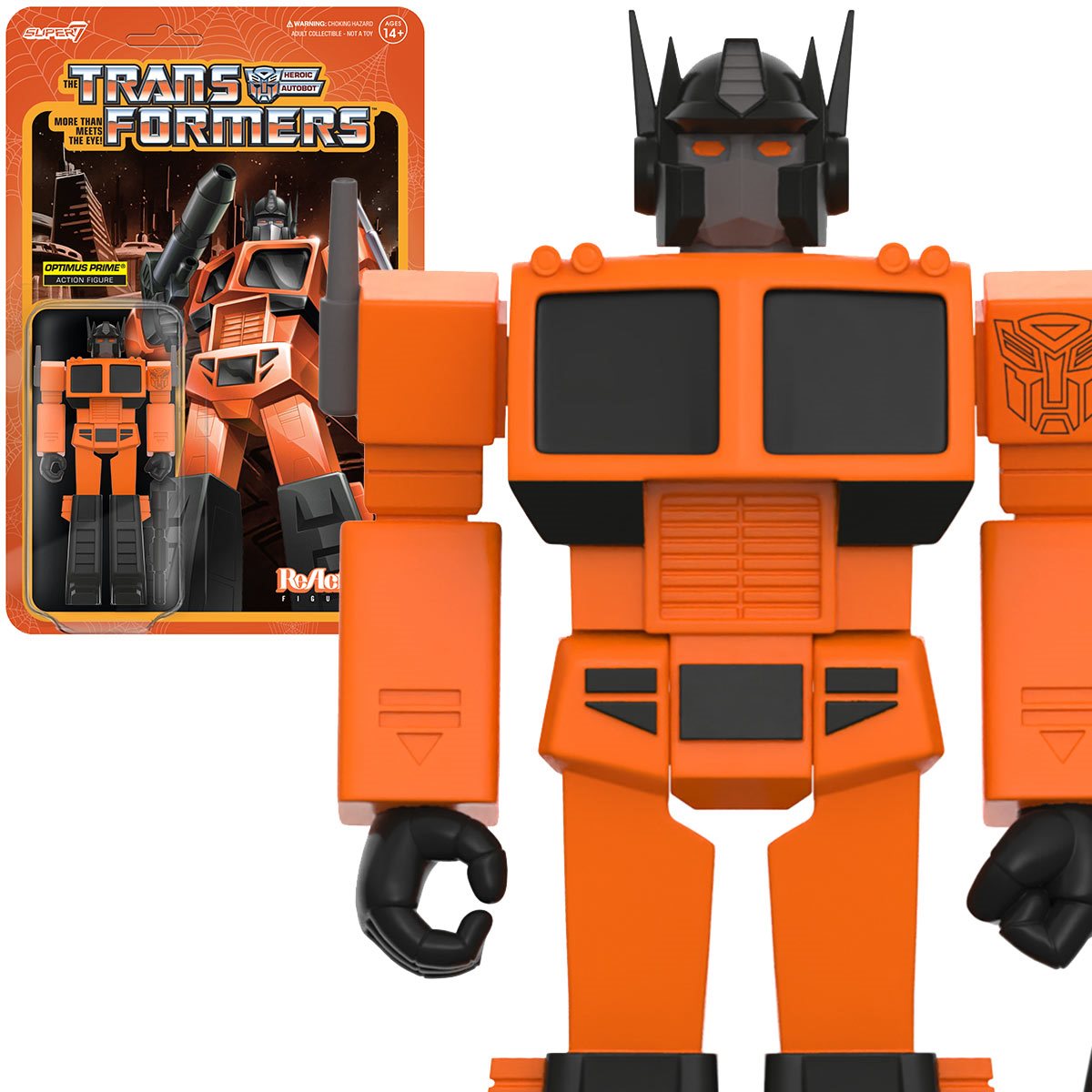 Super7 ReAction - Transformers: Optimus Prime (Halloween Colors: Orange & Black) Action Figure 83471