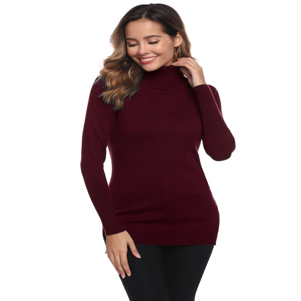 Purcoar Womens Turtleneck Sweaters Long Sleeve Pullover Knit Sweaters Soft Jumper