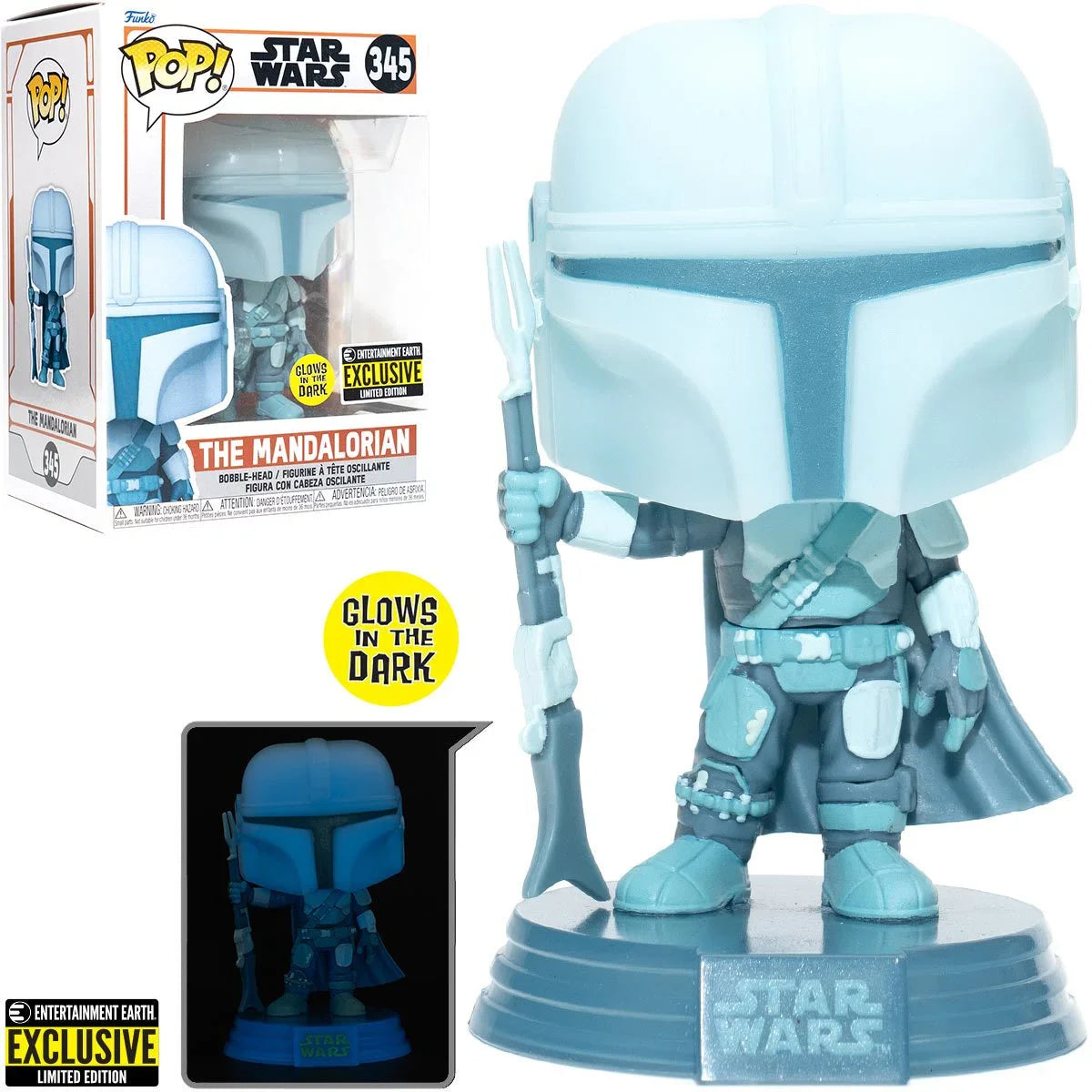 Funko Pop! Star Wars #345 - The Mandalorian Hologram (Glows-in-the-Dark) Vinyl Figure (60654) LOW STOCK
