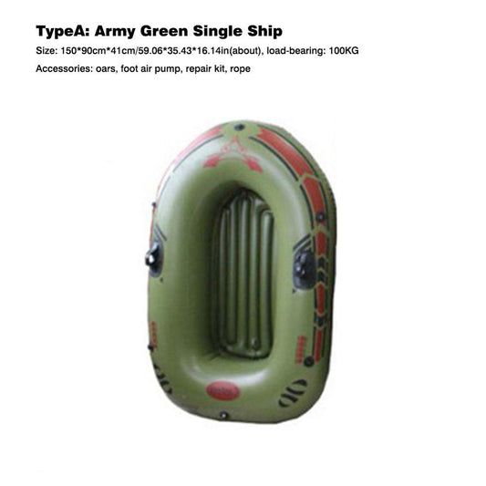 Ankishi Inflatable Boat 1/2/3 Person Blow up Raft Set with Oars and Foot Pump for Fishing Lake Rafting