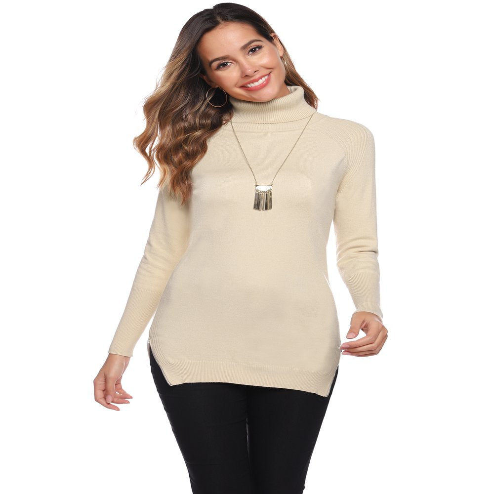 Purcoar Womens Turtleneck Sweaters Long Sleeve Pullover Knit Sweaters Soft Jumper