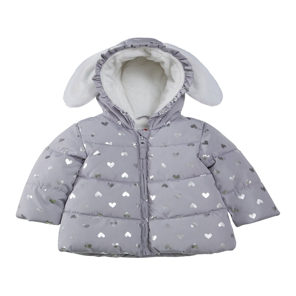Rokka&Rolla Baby Girls' Infant Fleece Puffer Jacket -Toddler Warm Winter Coat, Sizes 6-24M