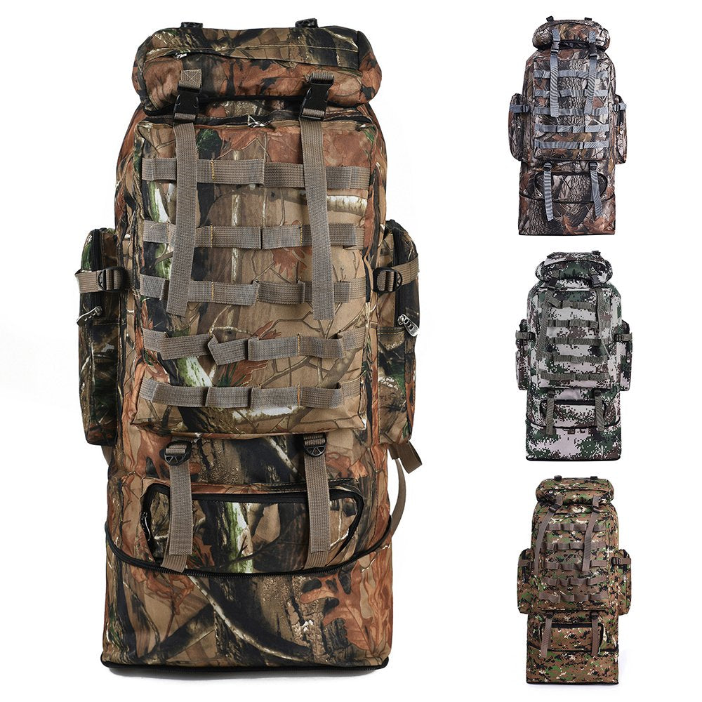 100L Waterproof Camping Hiking Backpack Travel Trekking Daypack Rucksack Tactical Men Women Sport Shoulder Bag Camo
