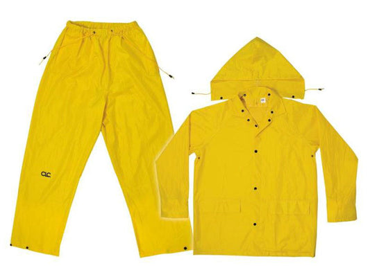 CLC R102M Yellow Polyester 3-Piece Rain Suit, Medium