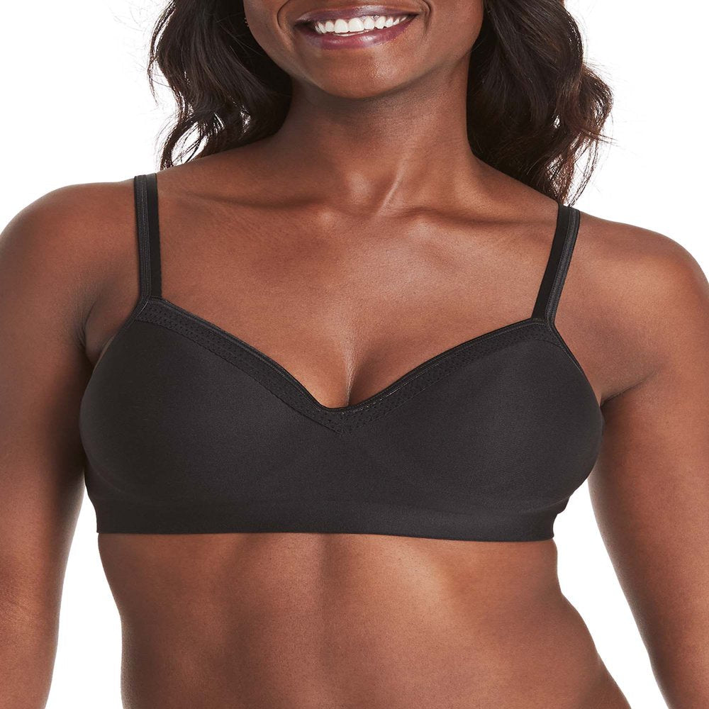Hanes Smoothtec Women'S Wireless Bra, Comfortflex Fit Tick Tock Chevron Print M