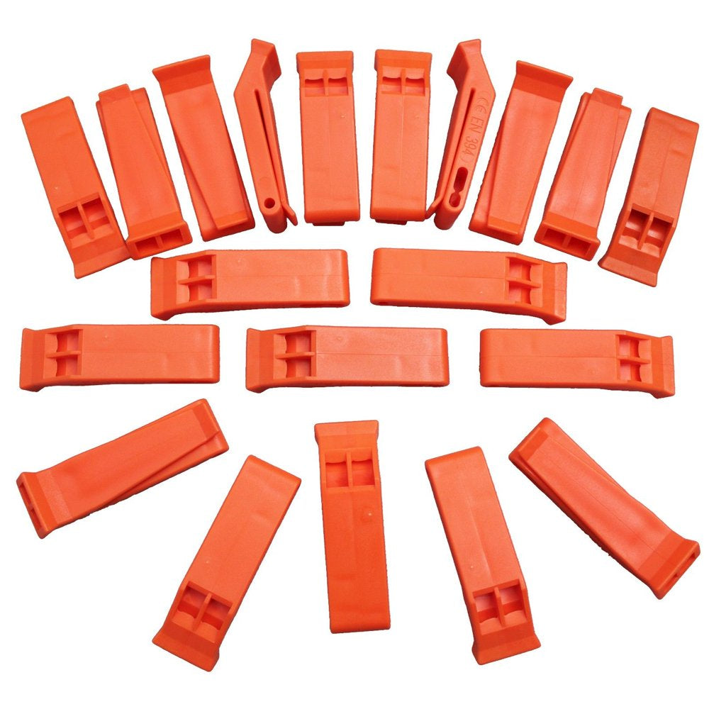 Plastic Floating Orange Whistle for Boats, Raft, Marine Emergency - 50 Pack