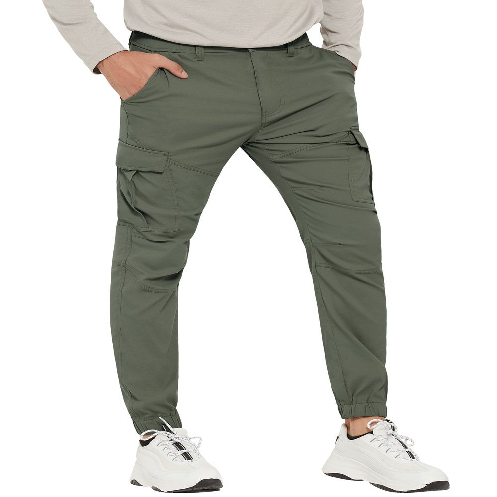 SPECIAL MAGIC Men'S Hiking Cargo Pants Slim Fit Stretch Jogger Cycling Waterproof Outdoor Trousers with Pockets (Army Green 34）