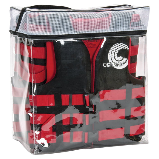 Connelly Adjustable Adult Dual-Size Universal Neo Life Jacket Vest, Red (4 Pack)