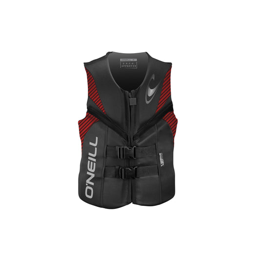 O'Neill Reactor USCG Wakeboarding & Waterskiing Life Vest, Size Large, Black/Red