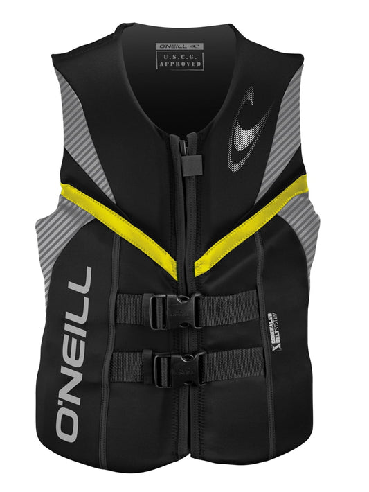 O'Neill mens Reactor USCG life vest XL Black/smoke/yellow (4720)