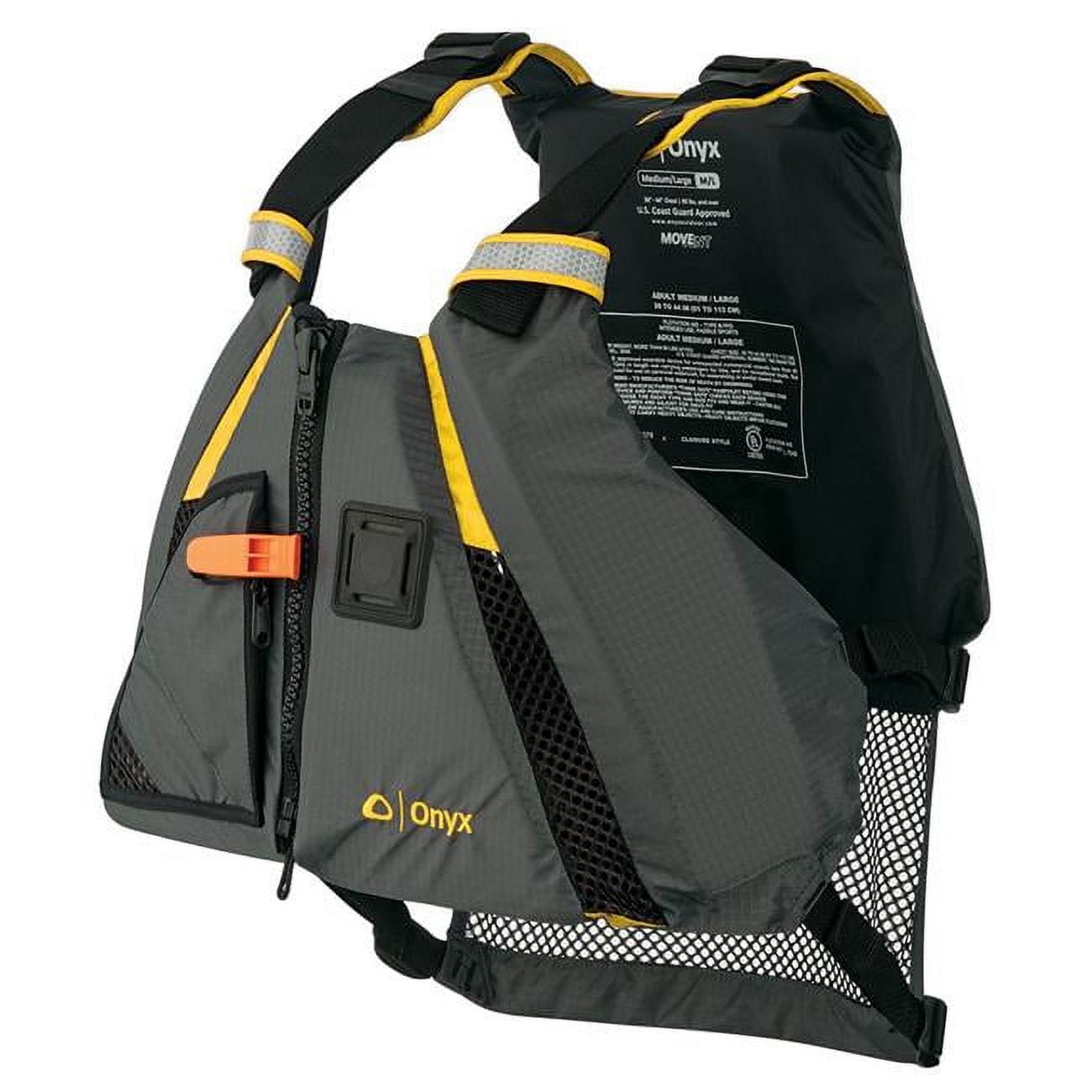 Onyx 122200-300-020-18 Move Vent Dynamic Vest - X-Small/Small (28'-36' Chest), Yellow/Gray