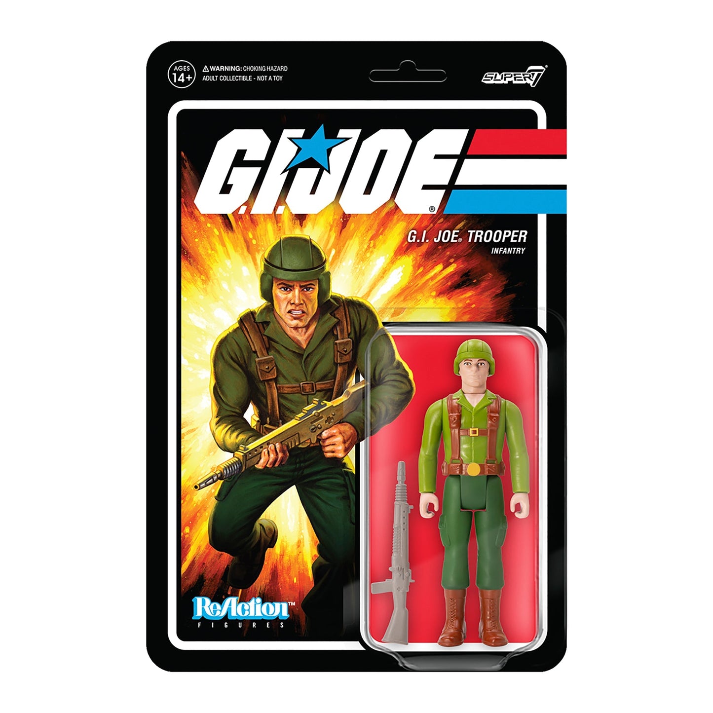 Super7 ReAction Figures - G.I. Joe Wave 1 - G.I. Joe Trooper Infantry Greenshirt (Pink) (81391)