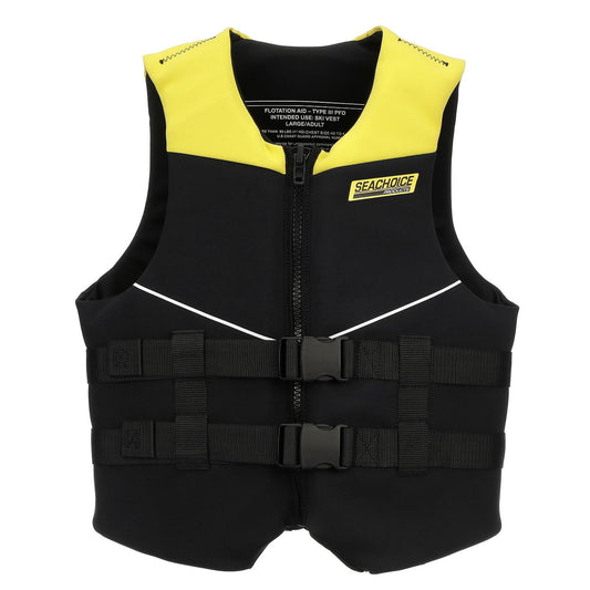 Seachoice Neoprene Multi-Sport Vest, Yellow/Black, Large Size, Fits 40-44 In. Chest, Coast Guard Type III