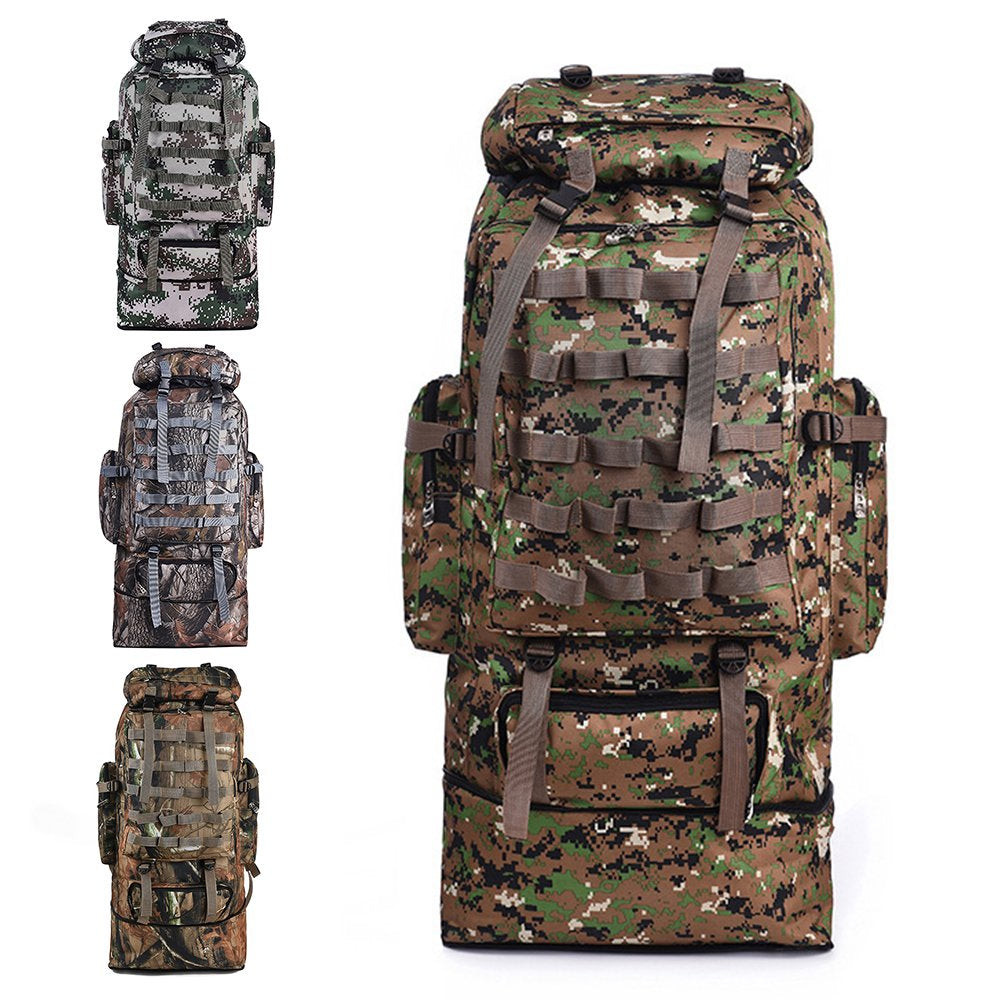100L Waterproof Camping Hiking Backpack Travel Trekking Daypack Rucksack Tactical Men Women Sport Shoulder Bag Camo