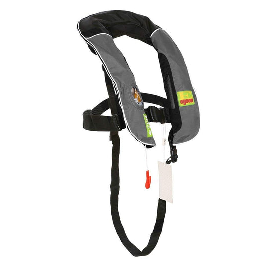 Premium Automatic / Manual Inflatable Life Jacket Lifejacket PFD Life Vest w Zippered Pocket Inflate Survival Aid PFD for Children Youth Kids Gray Color