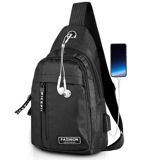 Sling Bag for Men, Eeekit Oxford Cloth Sling Bag, Crossbody Backpack Shoulder Bag, Chest Backpack, Waterproof Crossbody Bag, Men'S Leather Sling Bag with USB Charging Port for Travel, Hiking