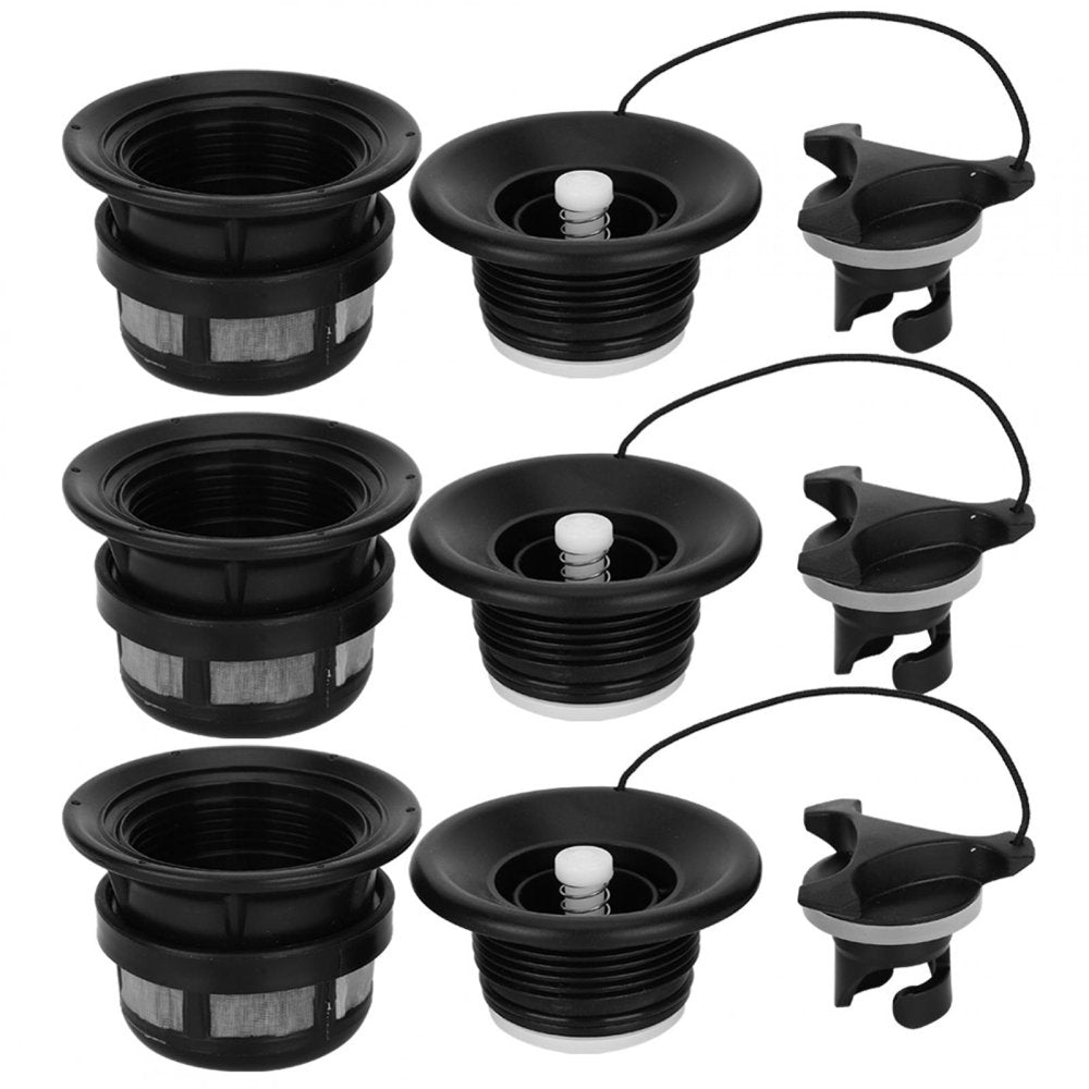 3Pcs 210G Inflatable Tent Valve, Rubber Boats Valve, PVC Rafts Kayaks for Inflatable Tent Rubber Boats Black