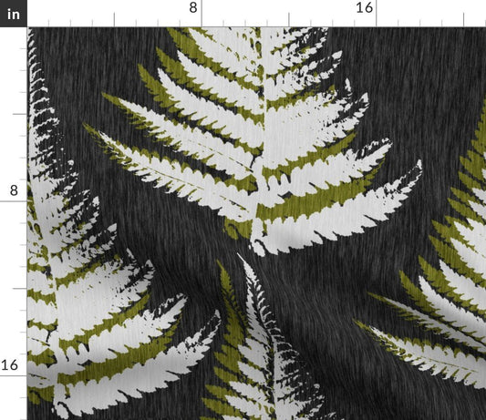 Spoonflower Fabric - Fern Print Green Leaf Modern Nature Forest Woods Botanical Watercolor Printed on Sport Lycra Fabric Fat Quarter - Swimwear Performance Leggings Apparel Fashion