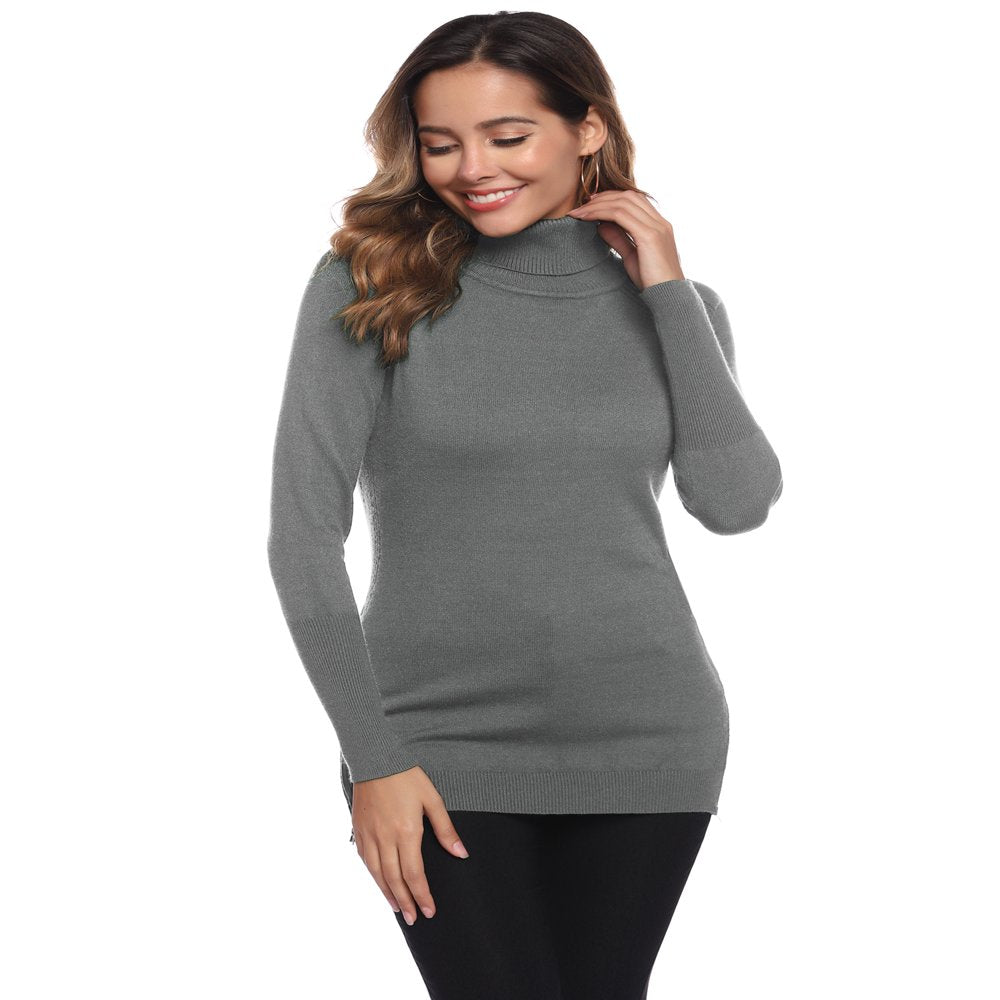 Purcoar Womens Turtleneck Sweaters Long Sleeve Pullover Knit Sweaters Soft Jumper