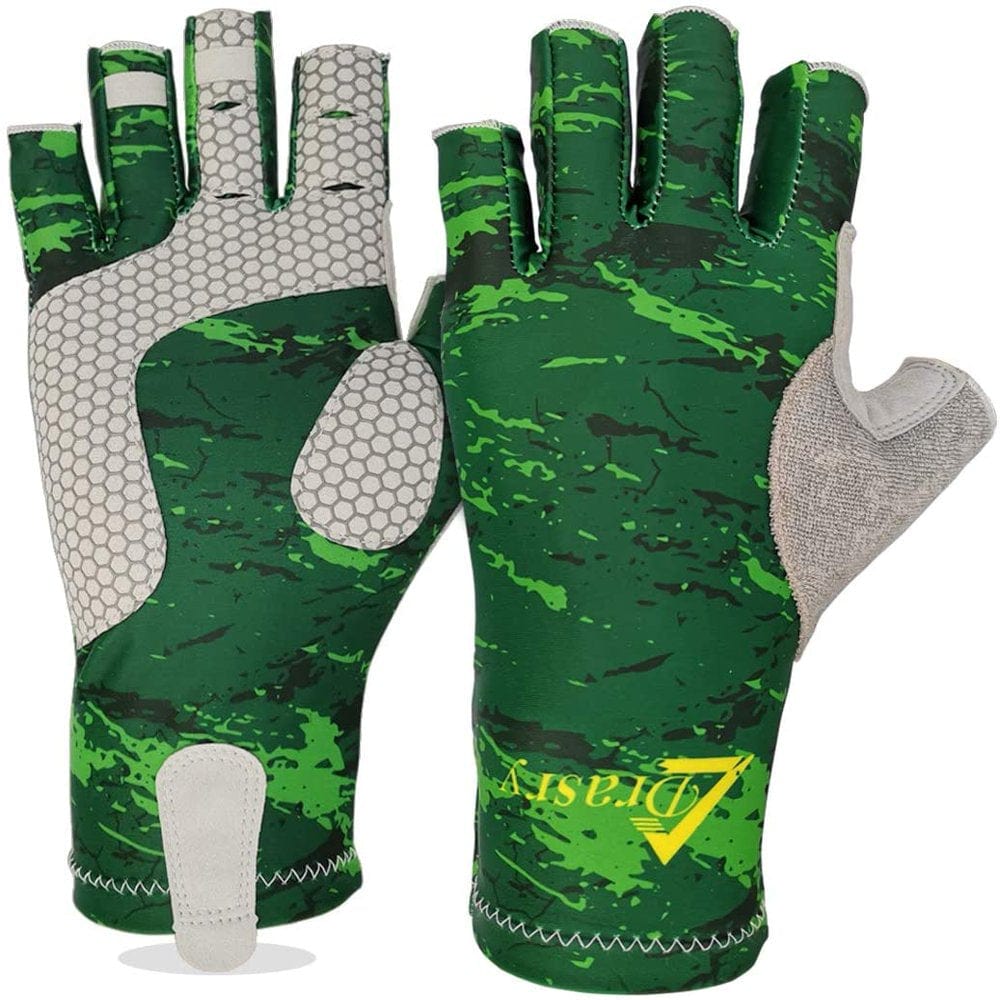 Drasry UV Fishing Fingerless Gloves Men Women UPF 50+ SPF Sun Protection for Fishing Kayak Paddling Hiking Sailing Rowing