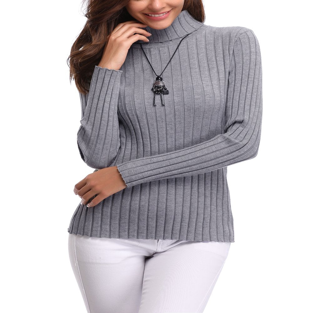 Purcoar Womens Turtleneck Sweaters Long Sleeve Pullover Knit Sweaters Soft Jumper