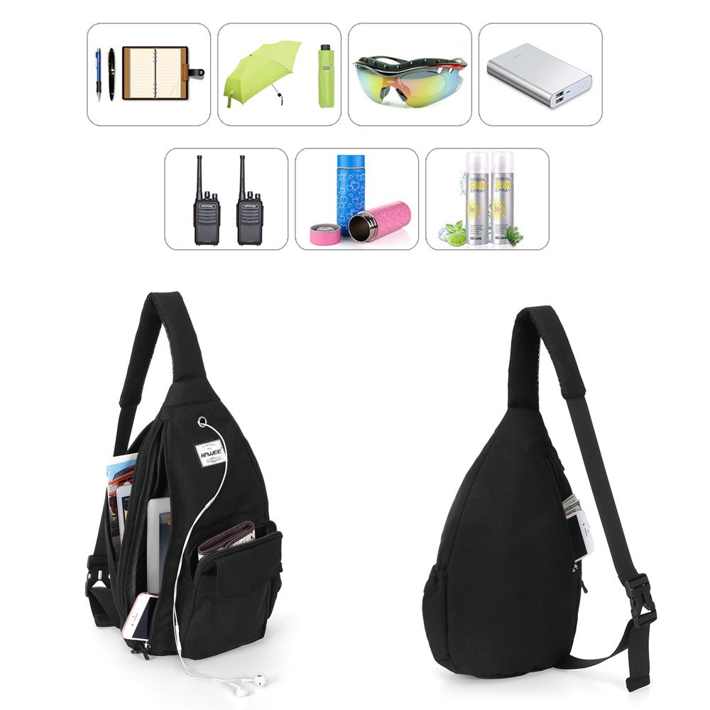 HAWEE Women’S Crossbody Backpack Purse for Travel Sling Bag with Earphone Hole, Black