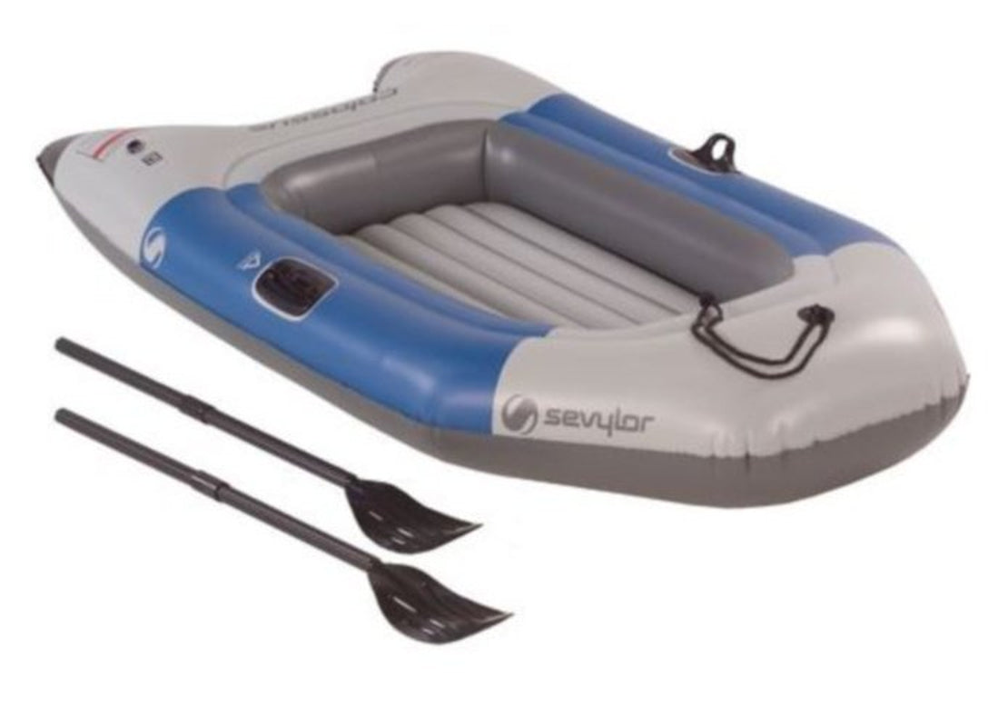 Sevylor Colossus 2 Person Inflatable 14 Gauge PVC Boat Raft with Oars