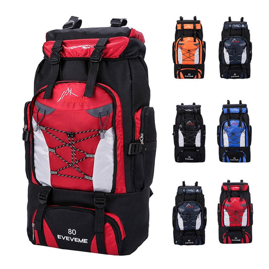 80L Outdoor Hiking Backpack Camping Rucksack Travel Trekking Day Pack Military Tactical Sport Shoulder Bag Large Capacity Red