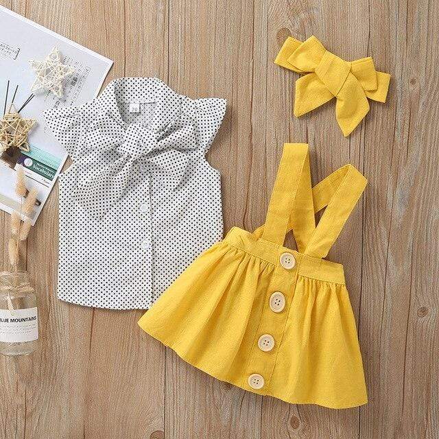 Girl's Clothing Yellow / 4T Baby Girls Dress Sleeveless Dot Print