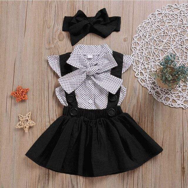 Girl's Clothing Black / 3T Baby Girls Dress Sleeveless Dot Print