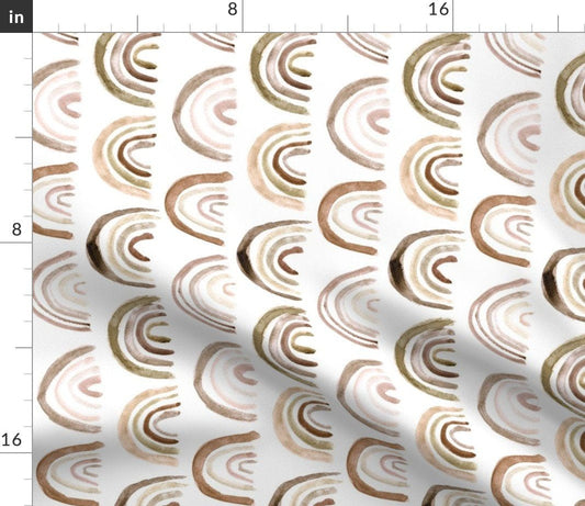 Spoonflower Fabric - Boho Rainbows Rotated Neutral Nursery Earthy Colors Watercolor Modern Printed on Lightweight Cotton Twill Fabric by the Yard - Sewing Bottomweight Fashion Apparel