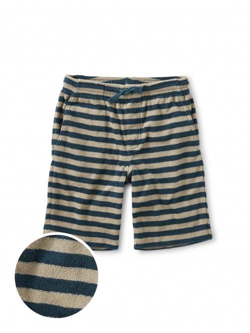 Terry Striped Vacation Shorts- Teal
